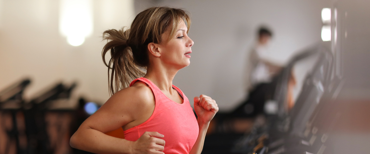 Woman running on treadmill